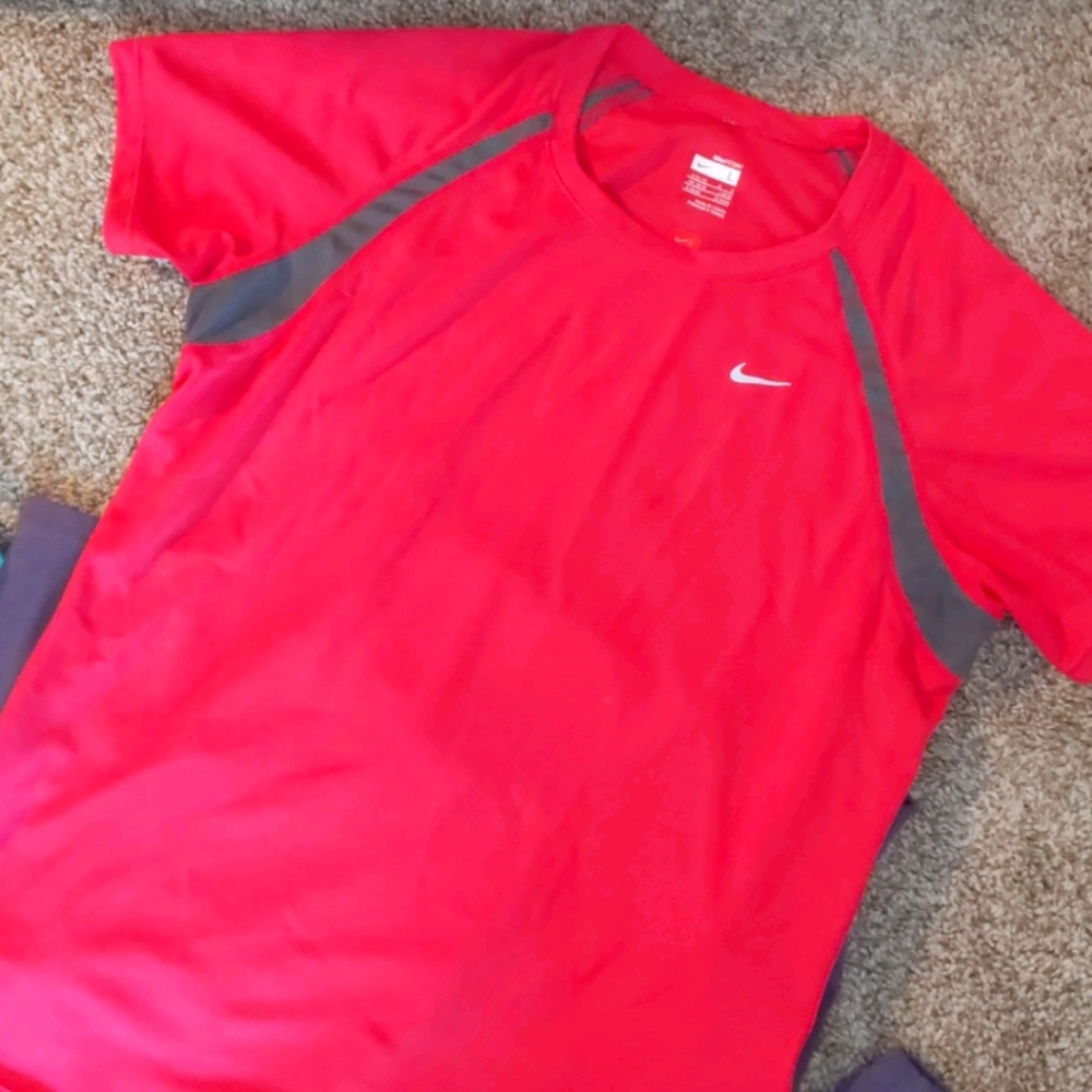 Nike NikeFIT Pink and Gray Workout Shirt . Size L